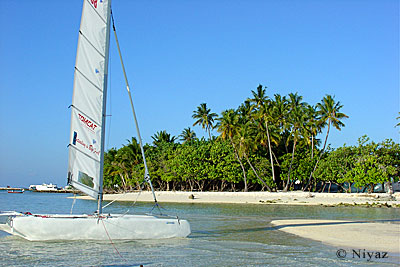 A Catamaran near Gulhi island beach - Maldives